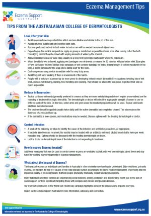 009 Esa Support Sheet Eczema Management Tips