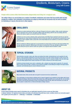 012 Esa Support Sheet Living With Eczema Emollients Moisterisers Creams