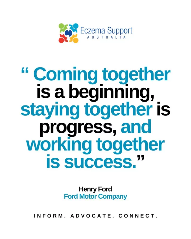Connection is one of our core values. 
 It shapes how we partner, collaborate, and engage—with purpose and care. 
 We are intentional in building relationships that strengthen our impact. 

Our mission is to be the trusted source of information, connection, and advocacy for Australians living with eczema. 

Join our newsletter to connect today: 
https://www.eczemasupport.org.au/subscribe 

#CollaborativeCare #EczemaSupport #WorkingTogether #EczemaAustralia #EczemaLivedExperienceMatters #EczemaSupportAustralia #FamilySupportMatters
